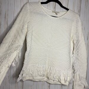 Maje Cream Fringe Sweater size 2